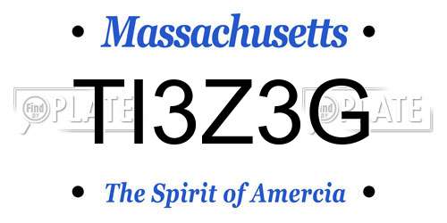 TI3Z3G Massachusetts License Plate
