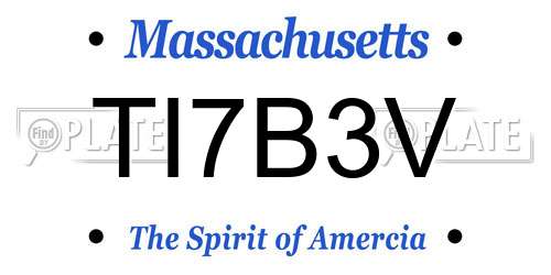 TI7B3V Massachusetts License Plate