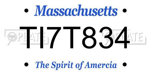TI7T834 Massachusetts License Plate