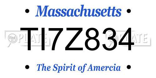 TI7Z834 Massachusetts License Plate