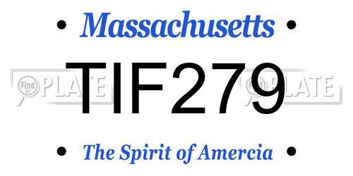TIF279 Massachusetts License Plate