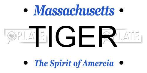 TIGER Massachusetts License Plate