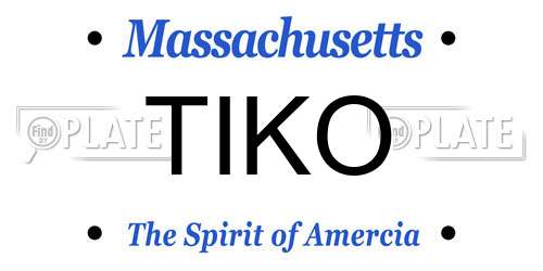 TIKO Massachusetts License Plate