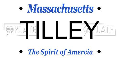 TILLEY Massachusetts License Plate