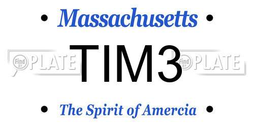 TIM3 Massachusetts License Plate