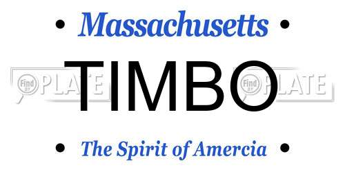 TIMBO Massachusetts License Plate