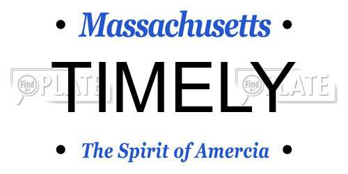 TIMELY Massachusetts License Plate