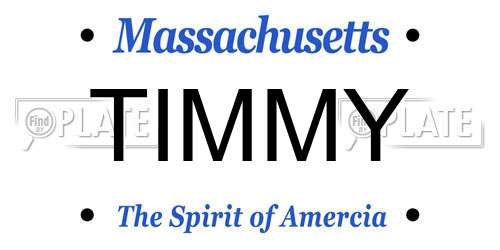 TIMMY Massachusetts License Plate