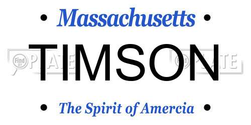 TIMSON Massachusetts License Plate