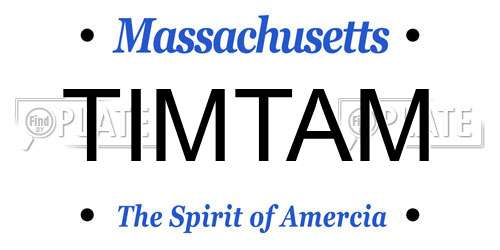 TIMTAM Massachusetts License Plate