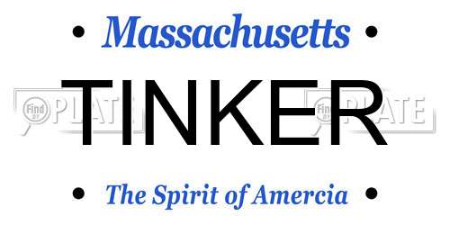 TINKER Massachusetts License Plate
