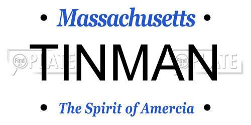 TINMAN Massachusetts License Plate