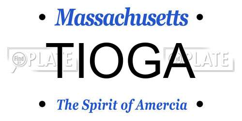 TIOGA Massachusetts License Plate