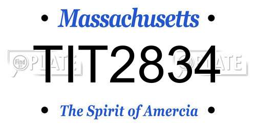 TIT2834 Massachusetts License Plate