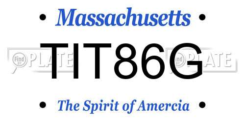 TIT86G Massachusetts License Plate