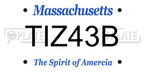 TIZ43B Massachusetts License Plate