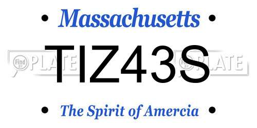TIZ43S Massachusetts License Plate