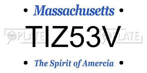 TIZ53V Massachusetts License Plate