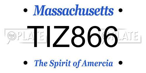 TIZ866 Massachusetts License Plate