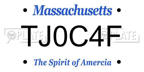 TJ0C4F Massachusetts License Plate