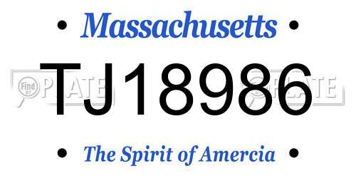 TJ18986 Massachusetts License Plate