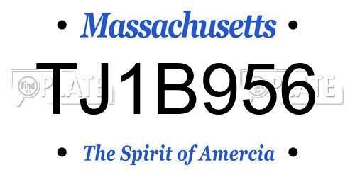 TJ1B956 Massachusetts License Plate