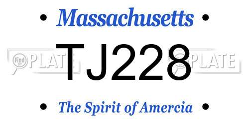 TJ228 Massachusetts License Plate