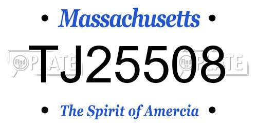 TJ25508 Massachusetts License Plate