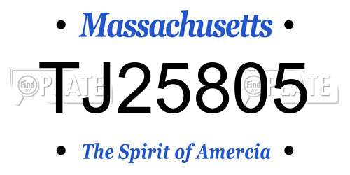TJ25805 Massachusetts License Plate