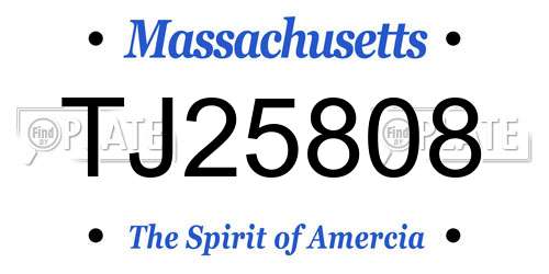 TJ25808 Massachusetts License Plate