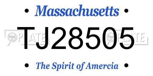 TJ28505 Massachusetts License Plate