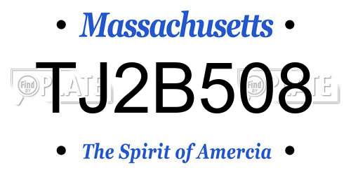 TJ2B508 Massachusetts License Plate