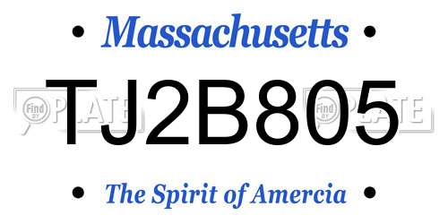 TJ2B805 Massachusetts License Plate