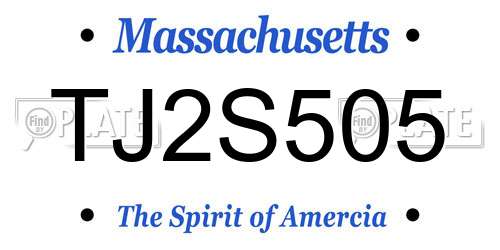 TJ2S505 Massachusetts License Plate