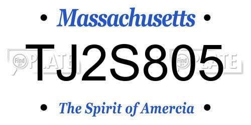 TJ2S805 Massachusetts License Plate