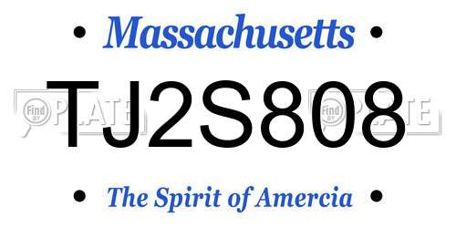 TJ2S808 Massachusetts License Plate