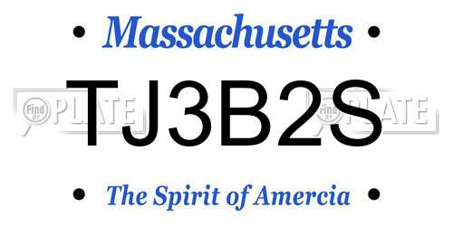 TJ3B2S Massachusetts License Plate