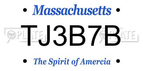 TJ3B7B Massachusetts License Plate