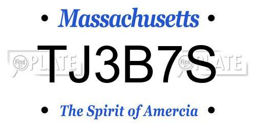 TJ3B7S Massachusetts License Plate