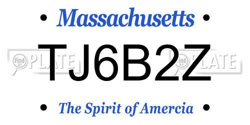 TJ6B2Z Massachusetts License Plate