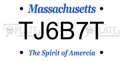 TJ6B7T Massachusetts License Plate