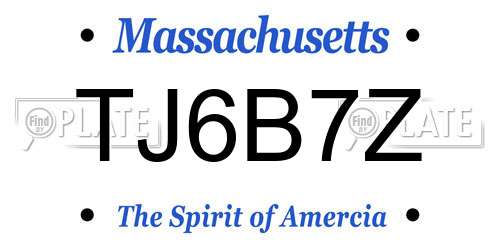 TJ6B7Z Massachusetts License Plate