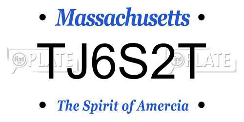 TJ6S2T Massachusetts License Plate