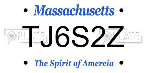 TJ6S2Z Massachusetts License Plate
