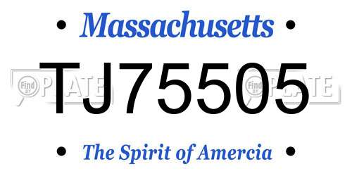 TJ75505 Massachusetts License Plate