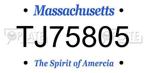 TJ75805 Massachusetts License Plate