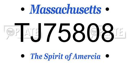 TJ75808 Massachusetts License Plate