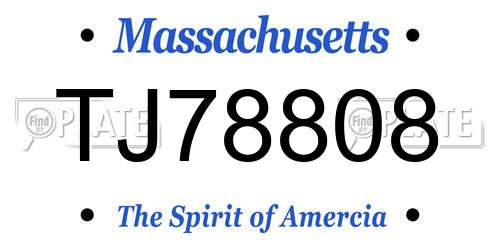 TJ78808 Massachusetts License Plate