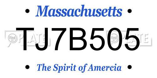 TJ7B505 Massachusetts License Plate