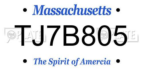 TJ7B805 Massachusetts License Plate